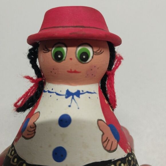 Vintage Folk Art Hand Painted Salt & Pepper Shakers + Toothpick Holder Pottery - Picture 11 of 15